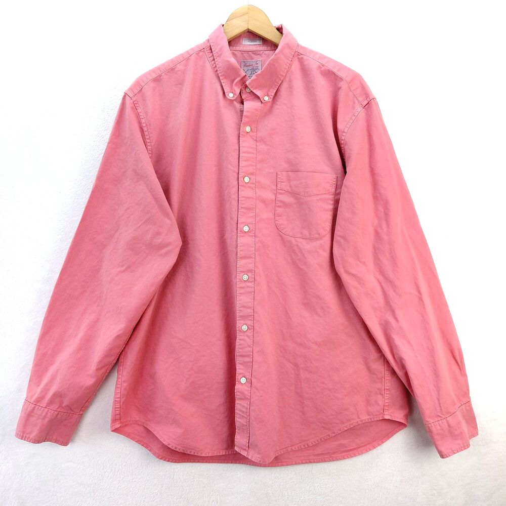 J.Crew Broken In Oxford Shirt Men XL Pink Classic Fit Organic Cotton Button Down
